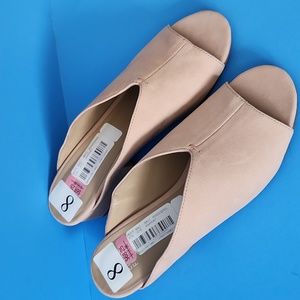 Eileen Fisher sz 8 Katniss tan nubuck block heel slide on shoes.